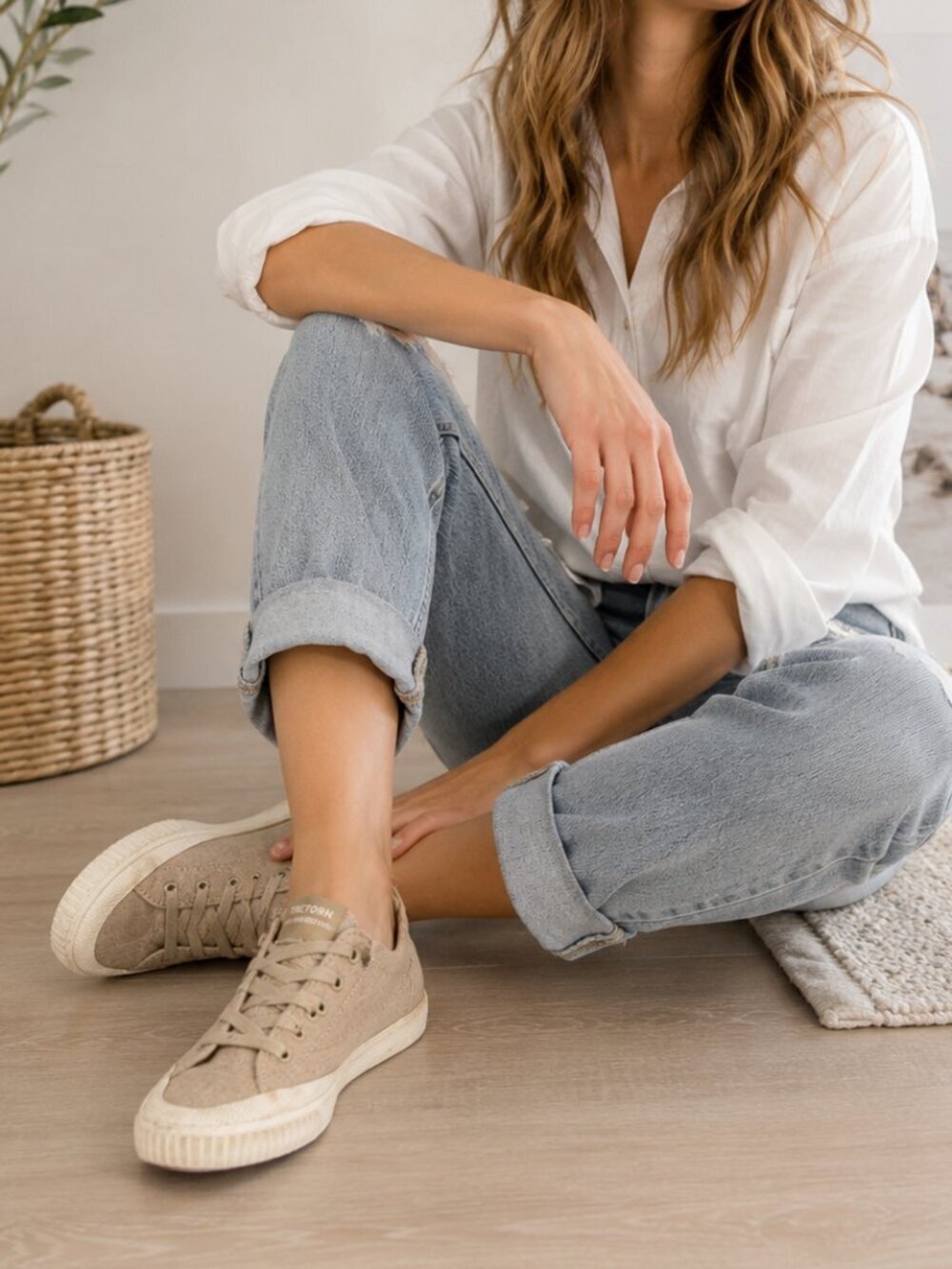 Tretorn Meg Cotton Twill Beige Sneakers - Size 5